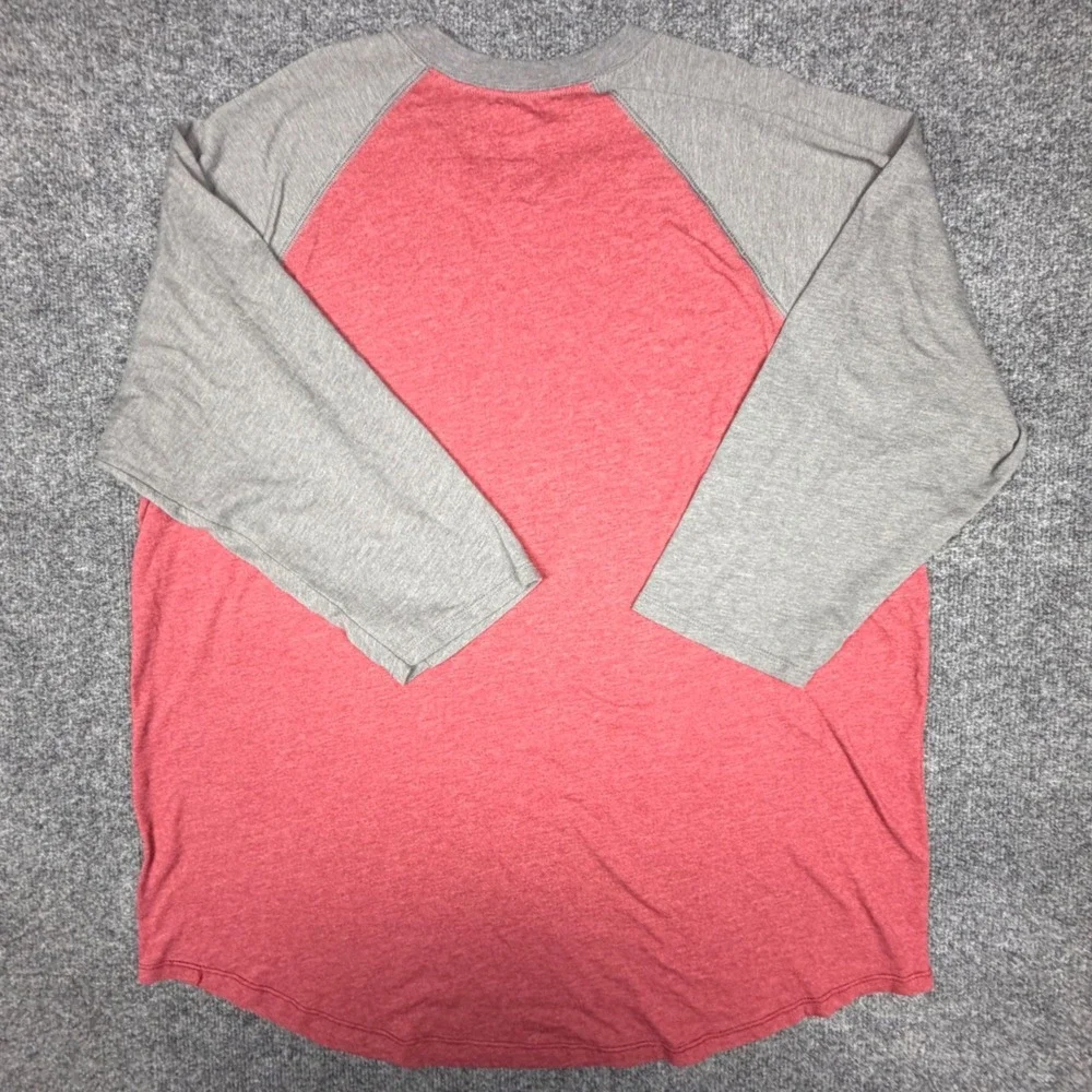 The North Face Mens XL Red Grey Raglan Baseball T-Shirt 3/4 Sleeve Classic Fit